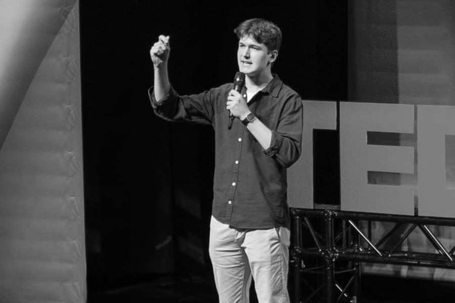Ethan Buzza speaking at TEDx Kings Park