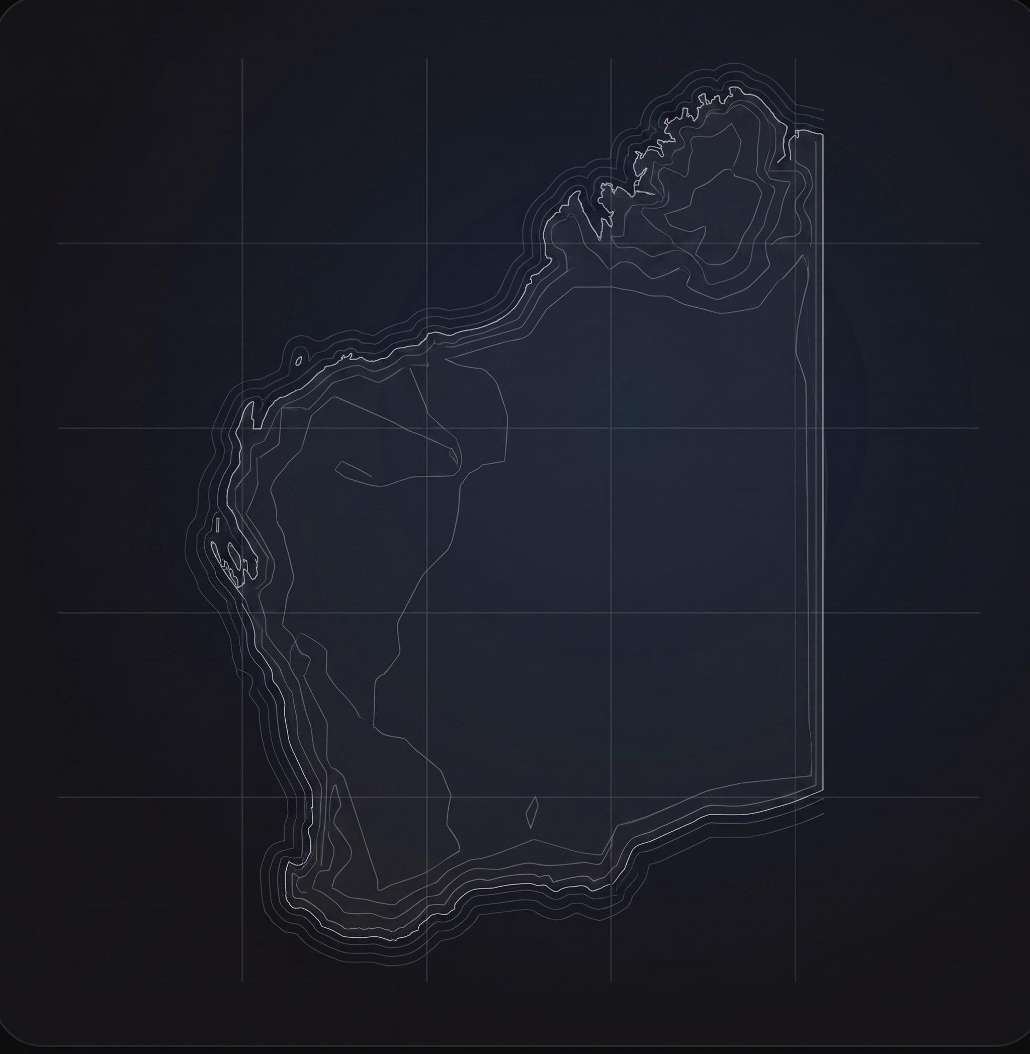 Western Australia topographic wireframe